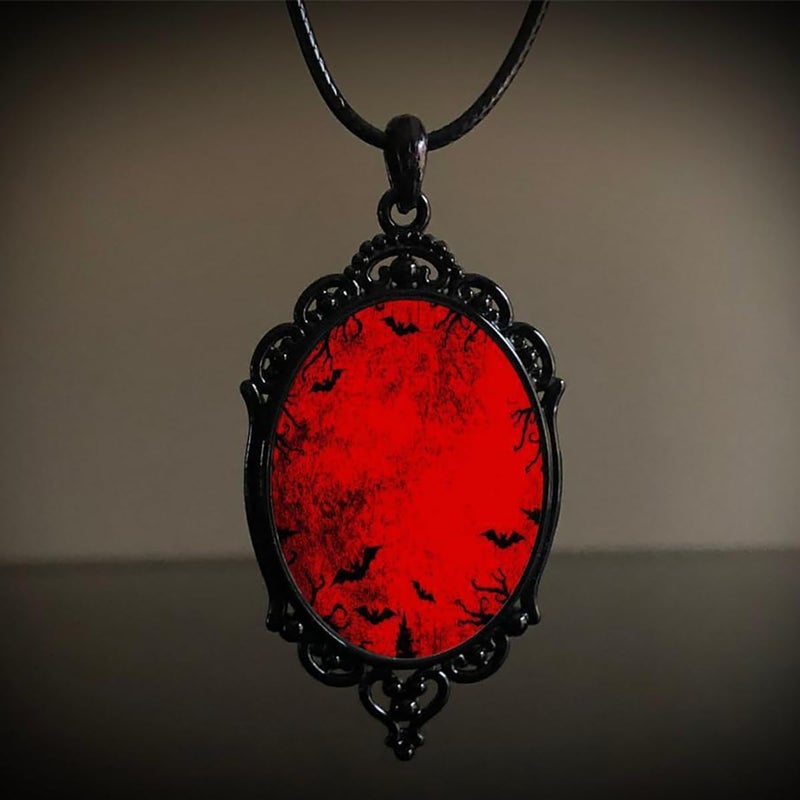 MIFYNN Gothic Bat Glass Pendant Necklace for Women Vintage Gothic Rope Chain Witch Bat Choker Dark Punk Style Necklace Victoria Emboss Necklaces Mystic Witch Jewelry Accessories - Image 2